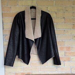 Reversible Black Faux Leather and Cream Sherpa Jacket